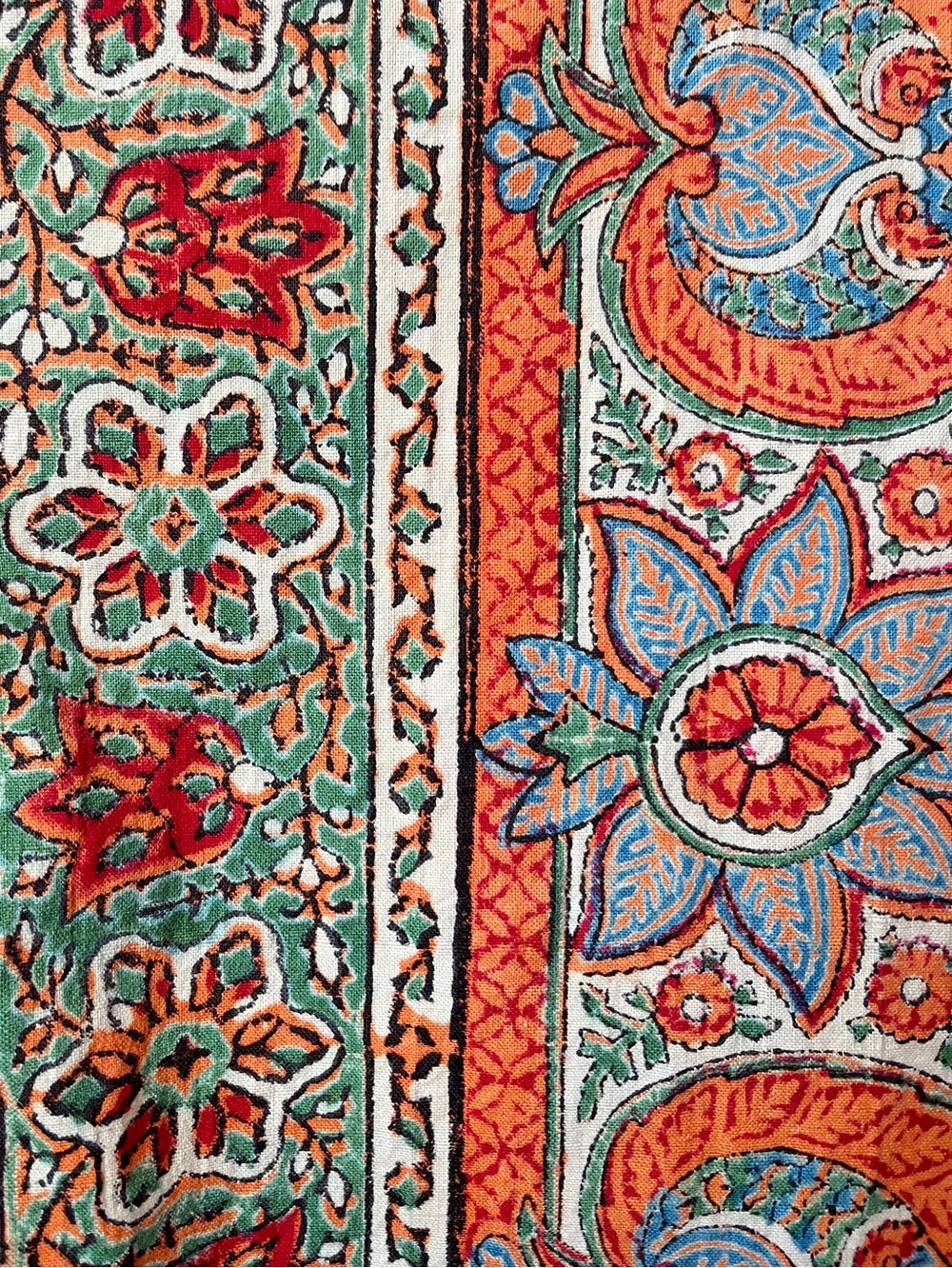 Vintage Maxi Caftan Robe Cotton Paisley Block Print 1970s Boho Hippie Kaftan - Picture 11 of 12